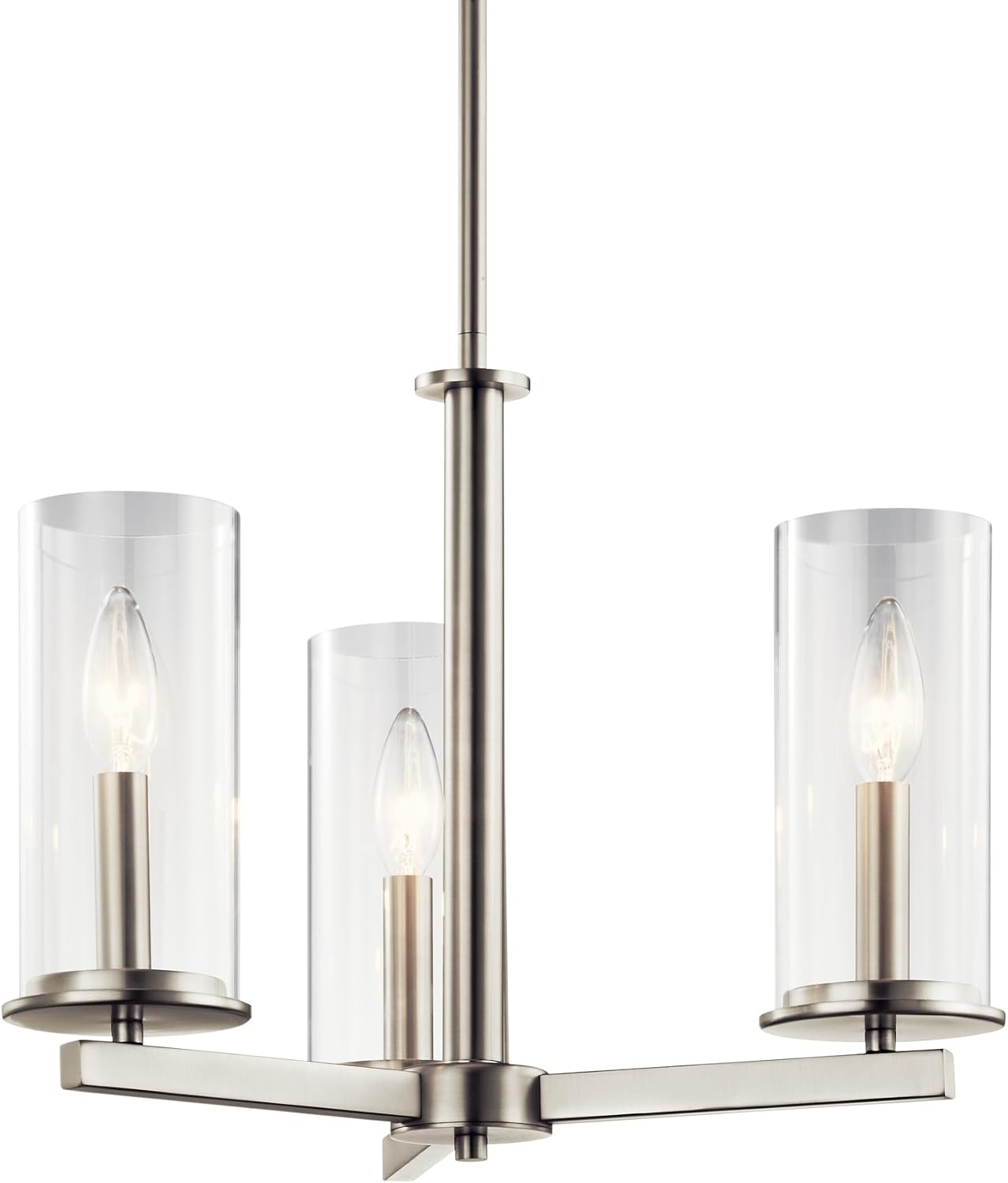 KICHLER Crosby 13.75' 3 Light Convertible Chandelier with Clear Glass Brushed Nickel