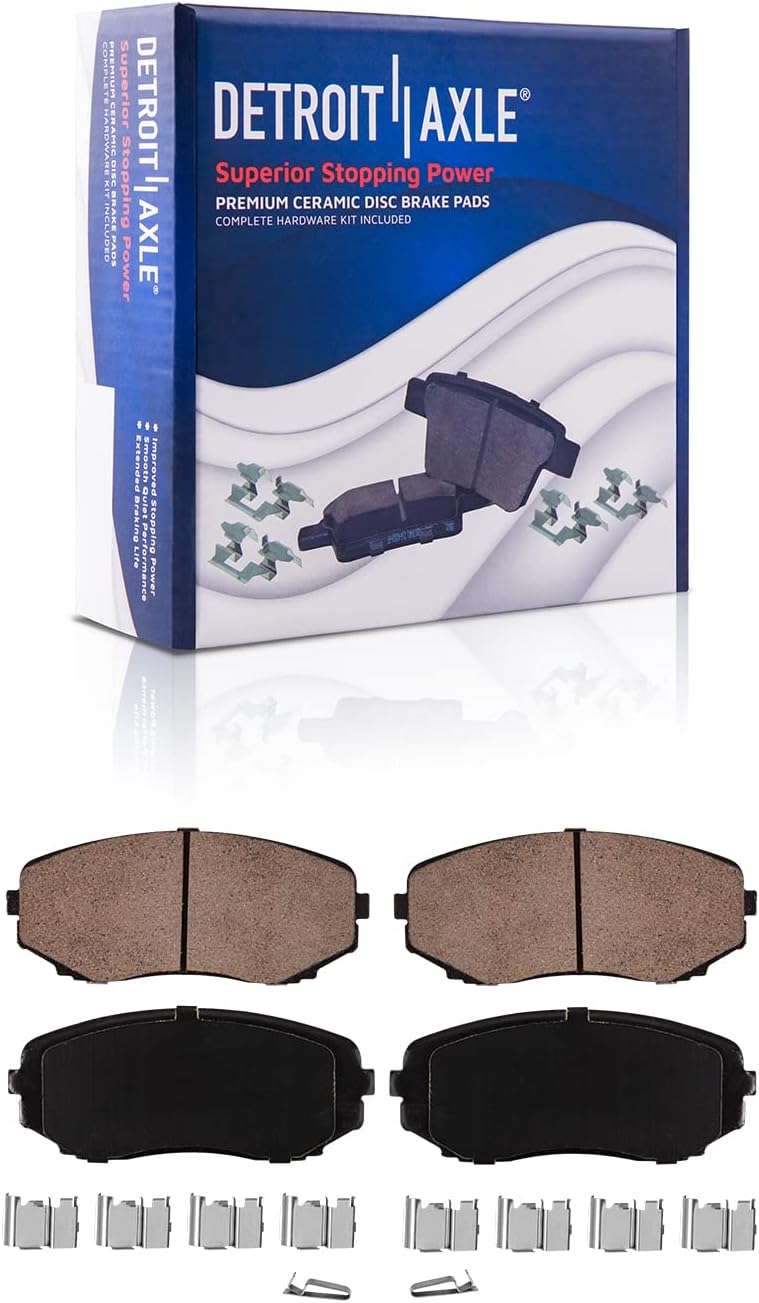 Detroit Axle - Front Brake Kit for 07-10 Lincoln MKX Ford Edge, 12.60'' inch Drilled & Slotted Disc Brake Rotors Ceramic Brake Pads Wheel Bearing Hubs 2007 2008 2009 2010 Replacement