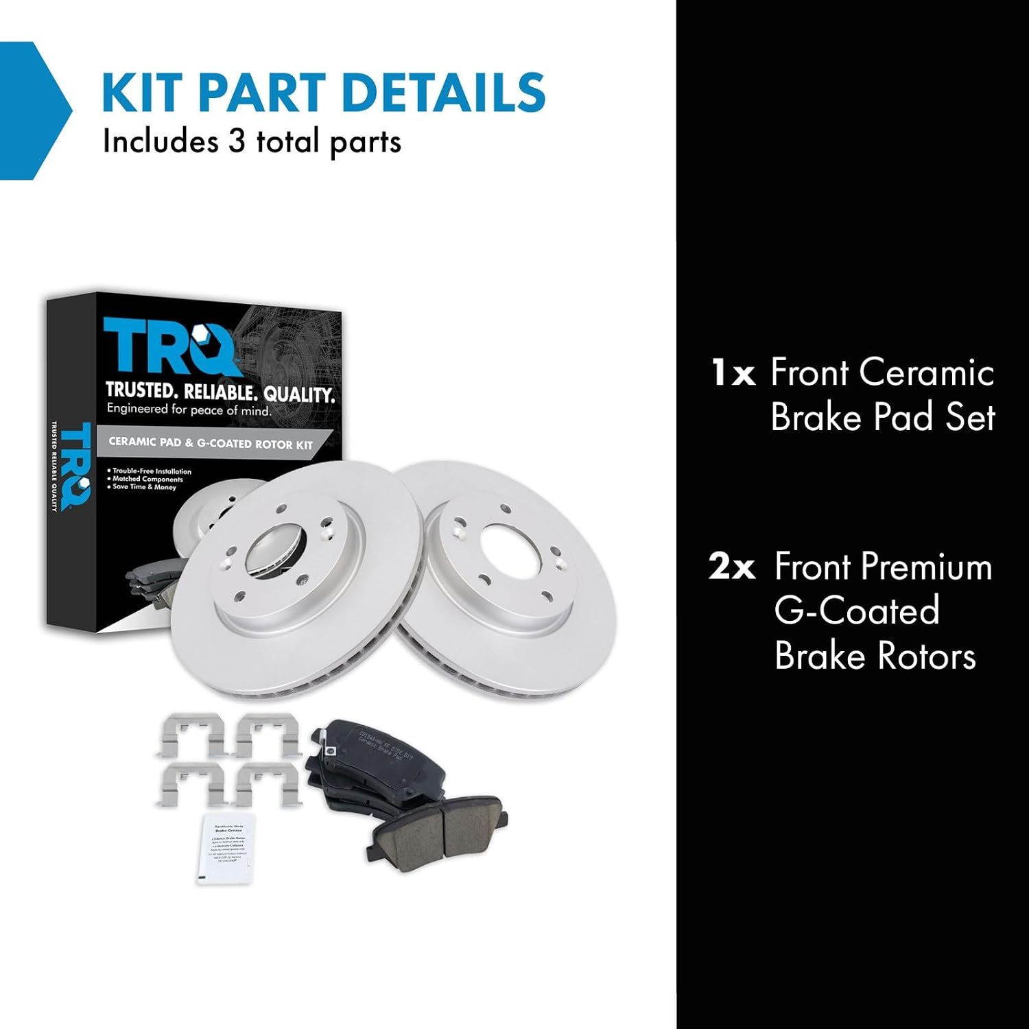 TRQ Front Brake Pad and Rotor Set Ceramic Coated Vented Rotors Compatible with 2011-2016 Hyundai Elantra 2013-2016 GT 2013-2014 Coupe 2012-2016 Veloster 2014-2016 Kia Forte Koup 2015-2016 Forte5