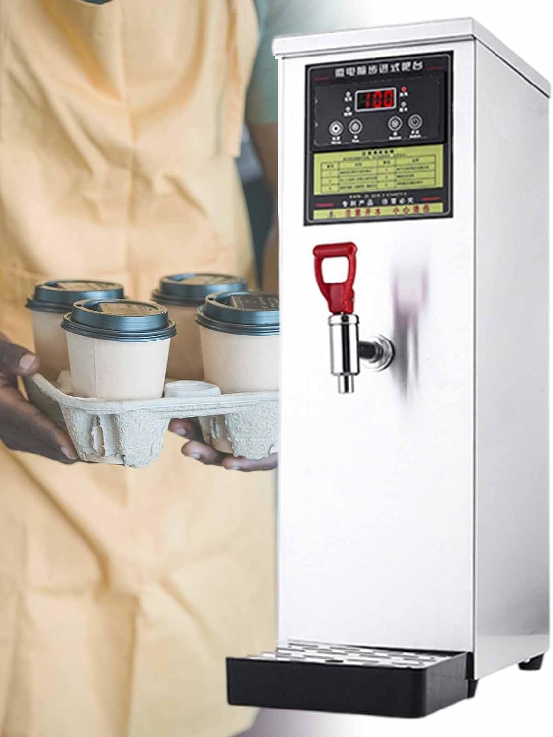 Automatic Hot Water Boiler, 2500 W Hot Water Dispenser, Adjustable Temperature, with Water Connection, Meet Daily and Commercial Boiling Water Supply Needs,Silver