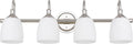4-Light Polished Nickel Bathroom Vanity Light Fixtures Over Mirror, Vintage Vanity Lights for Living Room, Milk White Glass Shades, Standard E26 Base