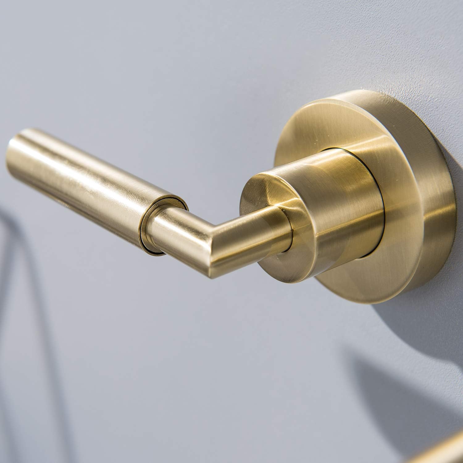 RBROHANT Brushed Gold Wall Mount Bathroom Faucet, Wall Mounted Sink Faucet, Dual Handle, Solid Brass, Rough-in Valve Included