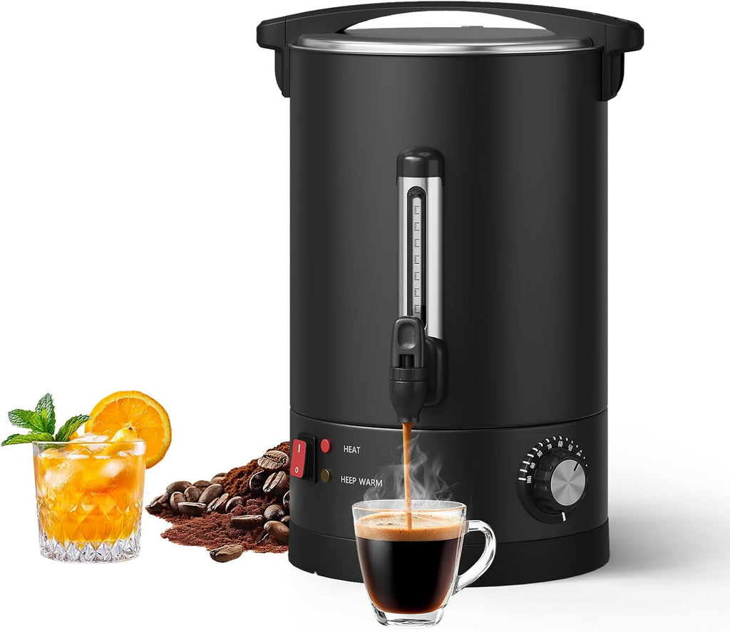 Commercial Coffee Urn 12L/80Cups, Double Wall Insulated Stainless Steel Electric Brewer Hot Water Urn, Large Capacity Hot Beverage Dispenser for Catering, Events, Church, Parties & Buffets