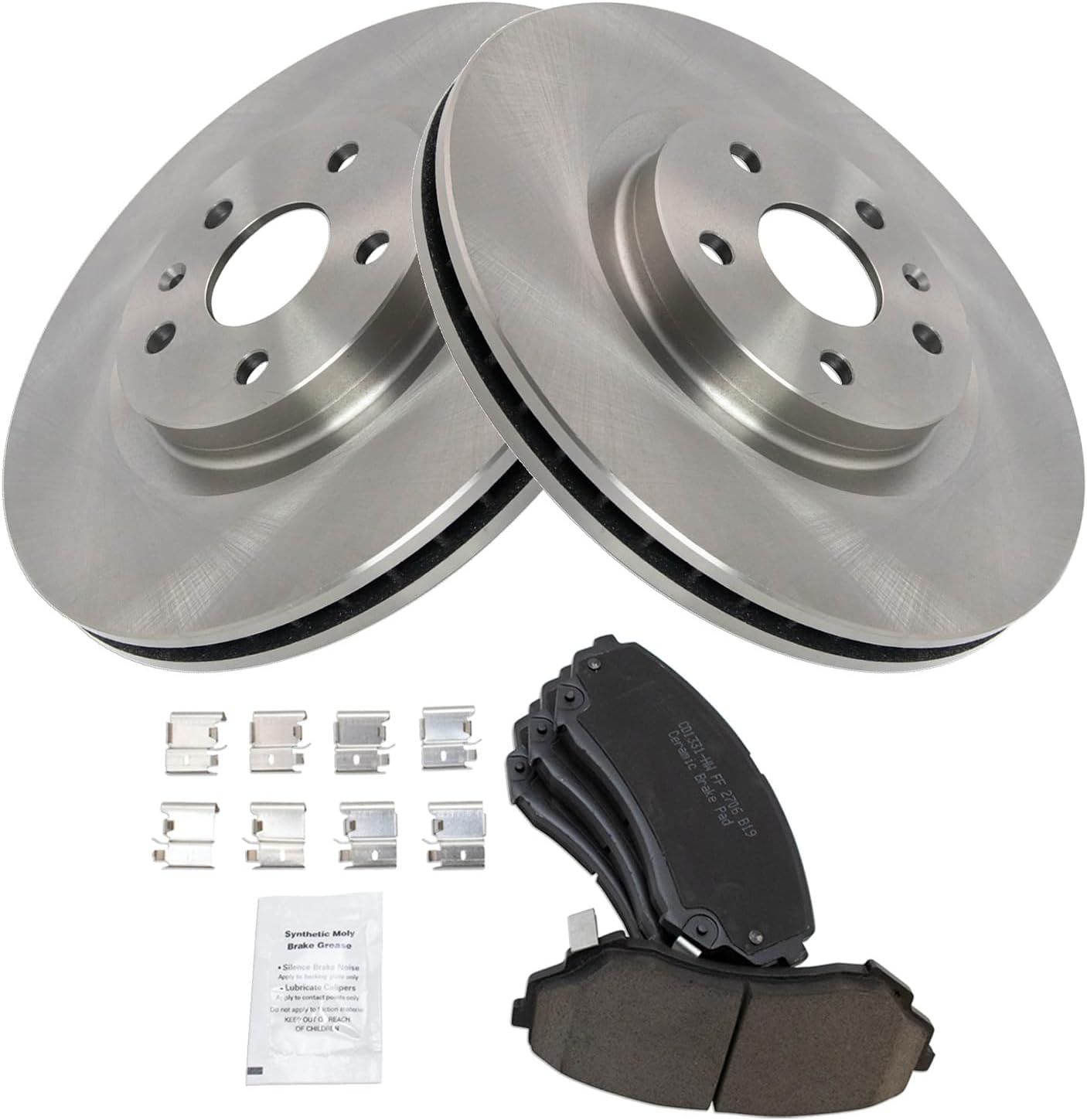 TRQ Front Brake Pad and Rotor Set Ceramic Vented Rotors Compatible with 2008-2014 Cadillac CTS