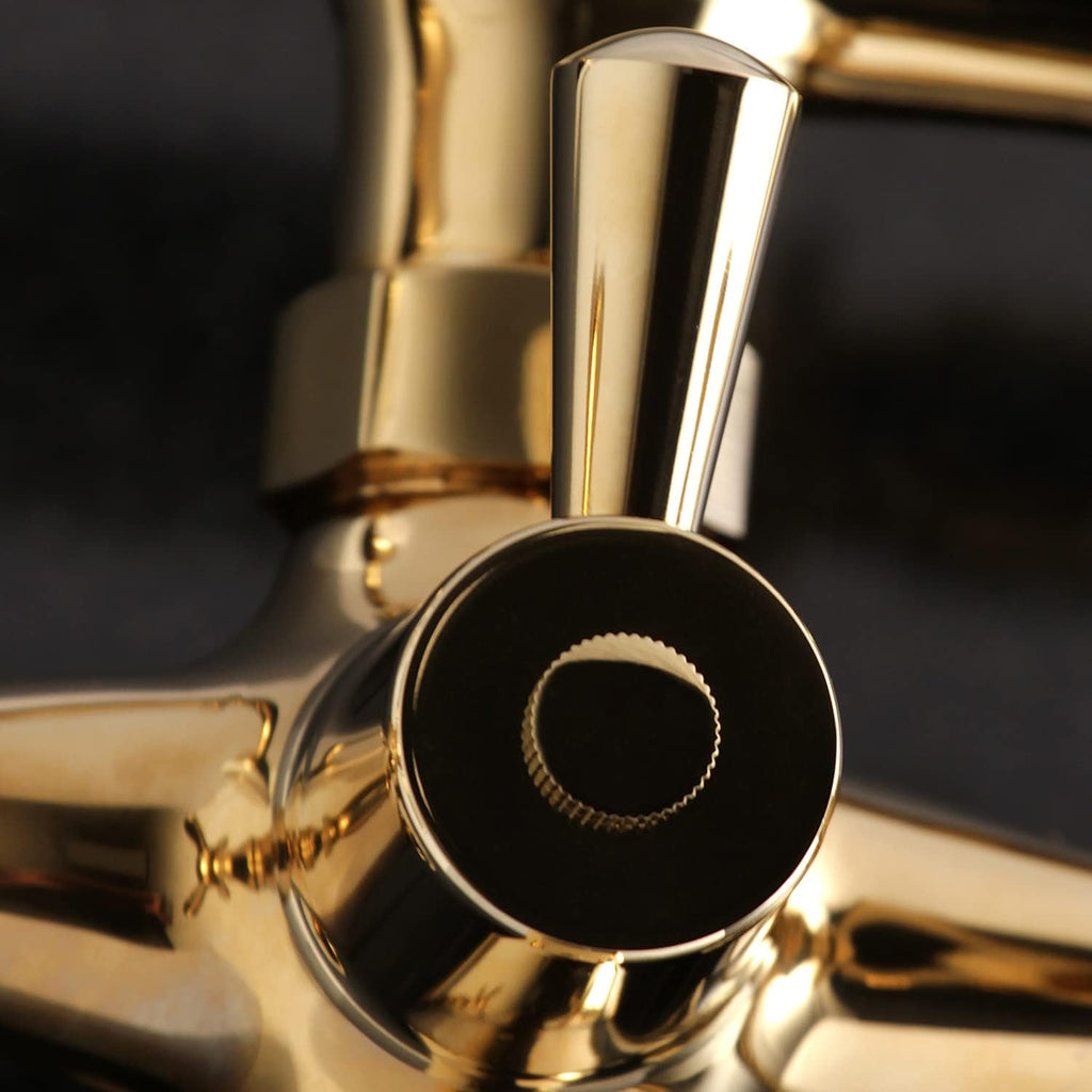 Kingston Brass KS266PB Kingston Wall Mount Clawfoot Tub Faucet with Hand Shower, Polished Brass