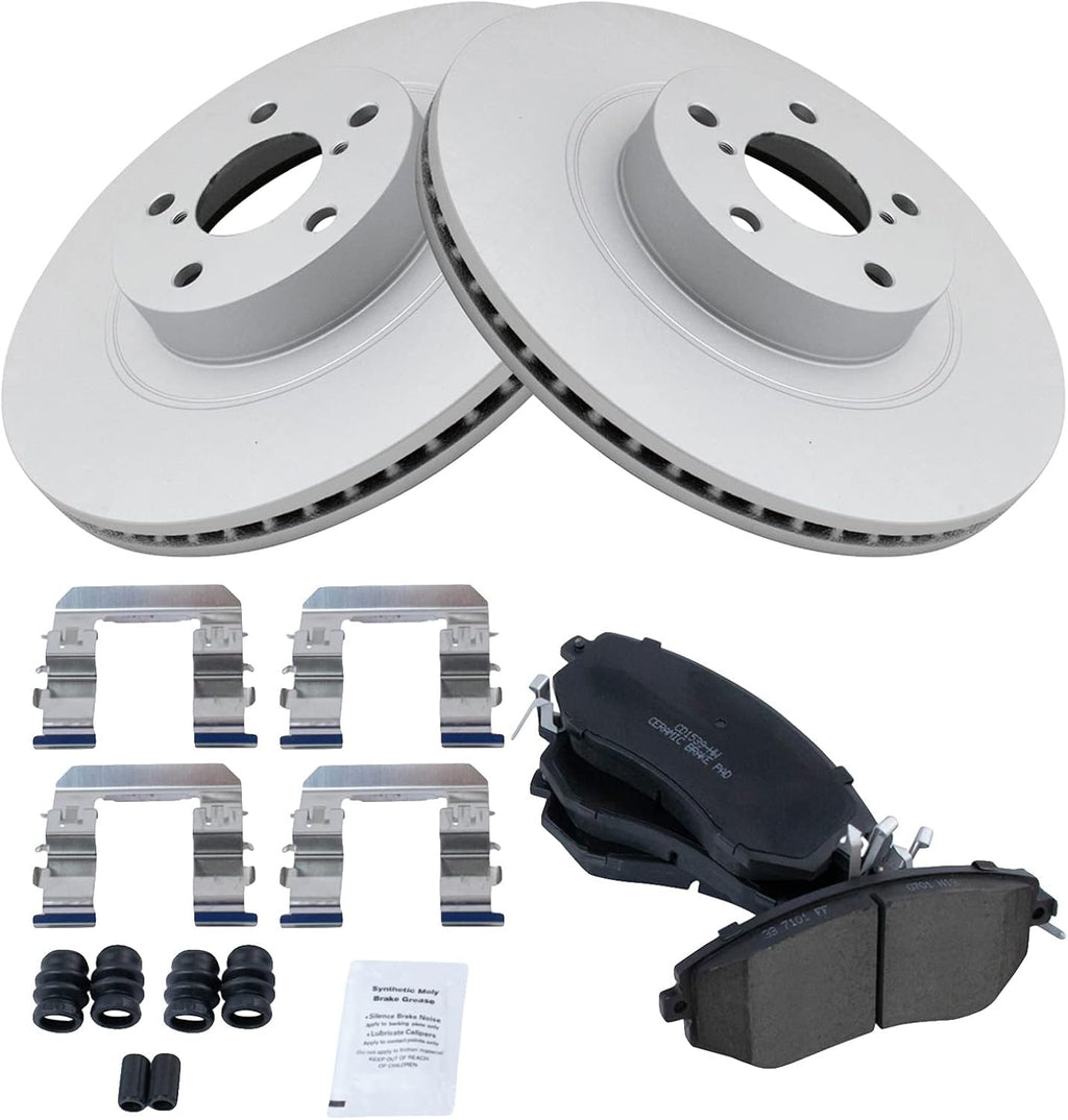 TRQ Front Brake Pad & Rotor Set Ceramic Coated Compatible with 2011-2018 Subaru Forester 2011-2014 Impreza 2013-2014 Legacy Outback 2013-2017 XV Crosstrek 2013-2016 Scion FR-S 2013-2019 BRZ Toyota 86