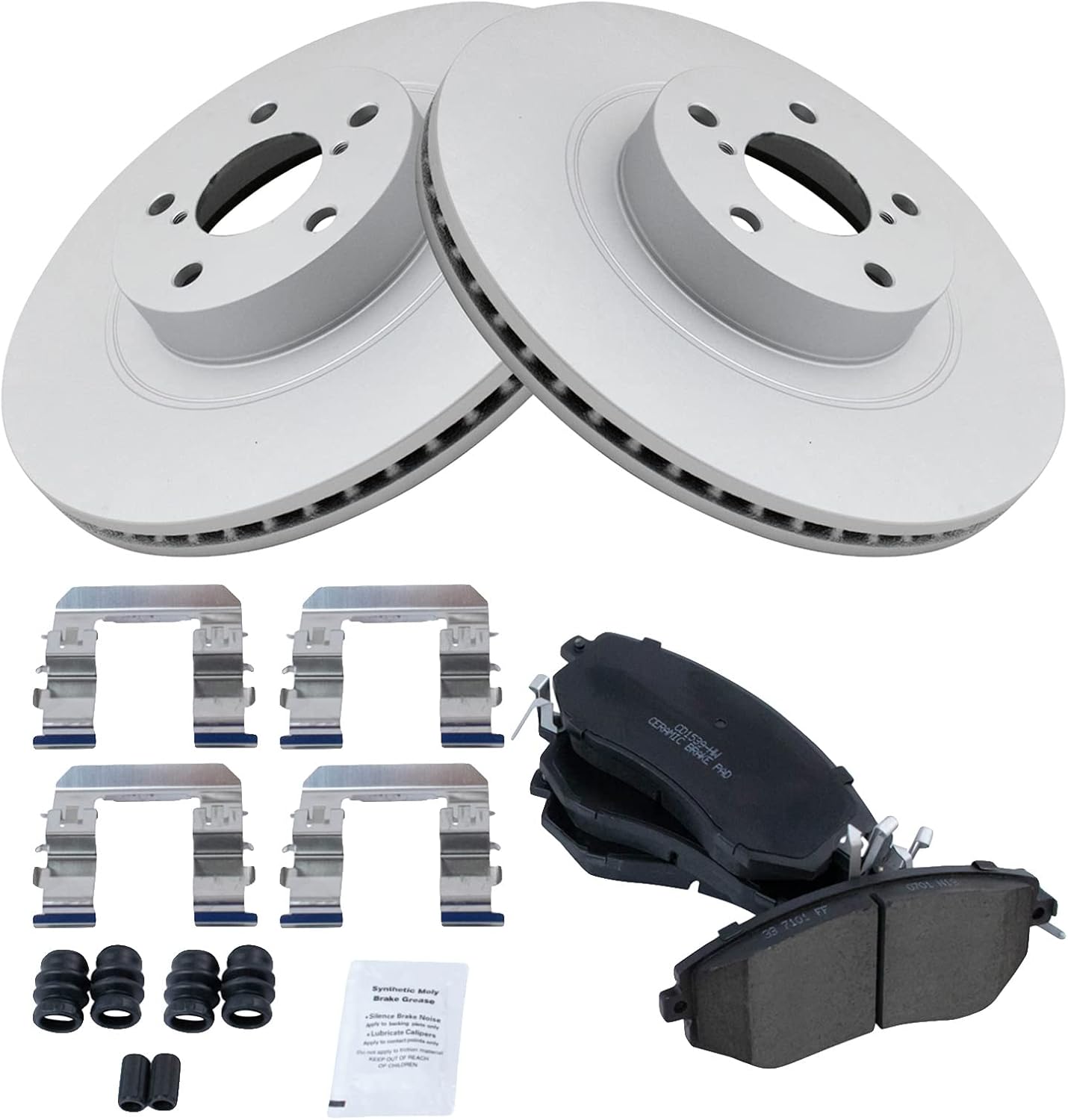 TRQ Front Brake Pad & Rotor Set Ceramic Coated Compatible with 2011-2018 Subaru Forester 2011-2014 Impreza 2013-2014 Legacy Outback 2013-2017 XV Crosstrek 2013-2016 Scion FR-S 2013-2019 BRZ Toyota 86