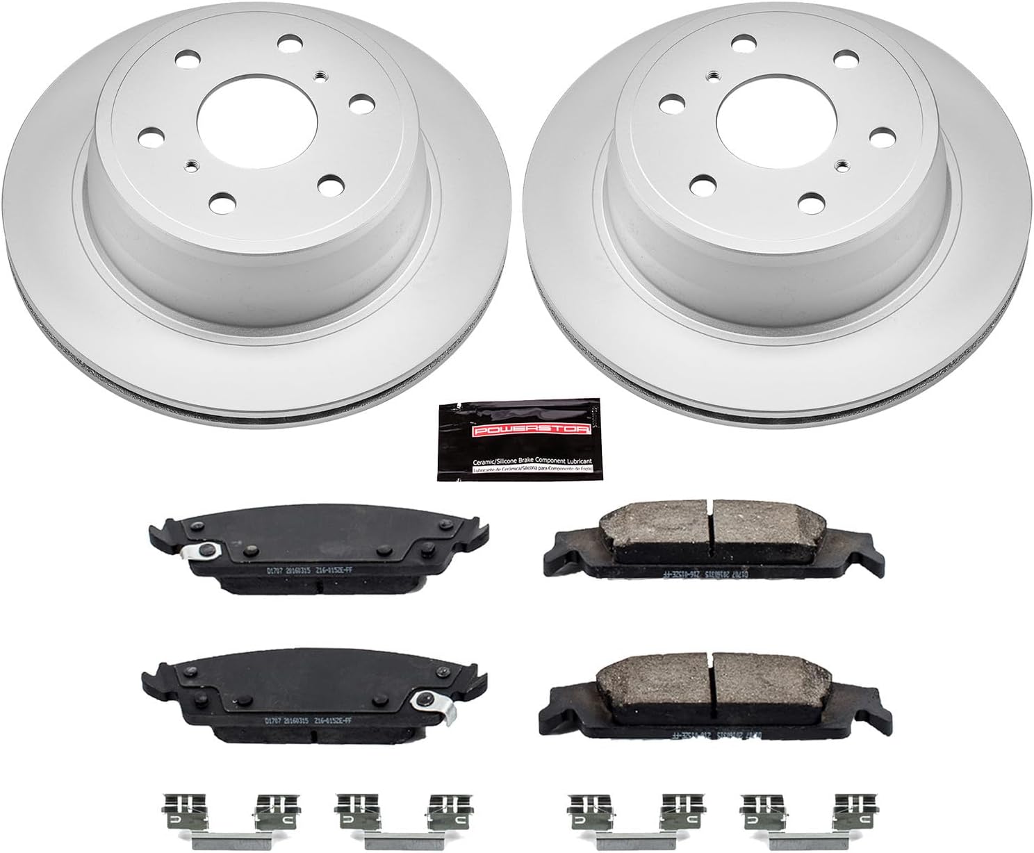 PowerStop Rear Brake Kit for Cadillac Escalade 2015-20 |Escalade ESV 2015-20 |Chevrolet Silverado 1500 2014-18 - Fully-Coated Disc Rotors with Z17 Ceramic Brake Pads Replacement, CRK6562
