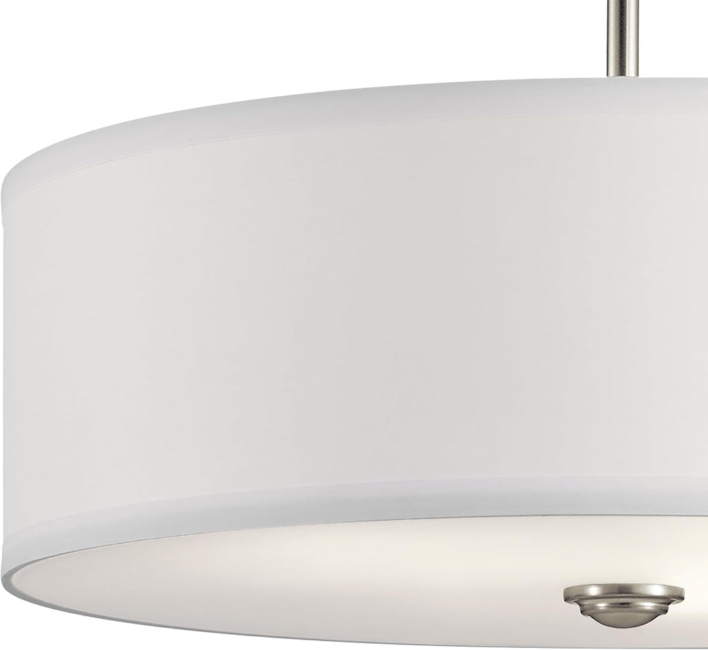 Kichler Shailene 18' Semi Flush Mount Light in Brushed Nickel, 3-Light Round Ceiling Light with Satin Etched White Diffuser, (18' W x 11.25' H), 43692NI