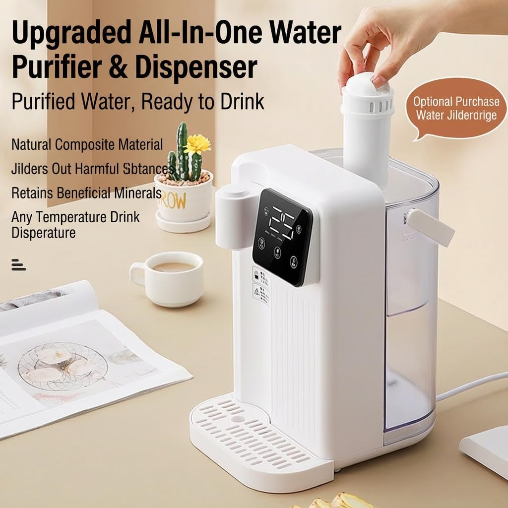 2000W Instant Hot Water Dispenser, 3L Countertop Electric Water Boiler with 3-Second Quick Heating, Precise Temperature Control & Filter, Smart Touch Screen for Home & Office,with Filter,Black