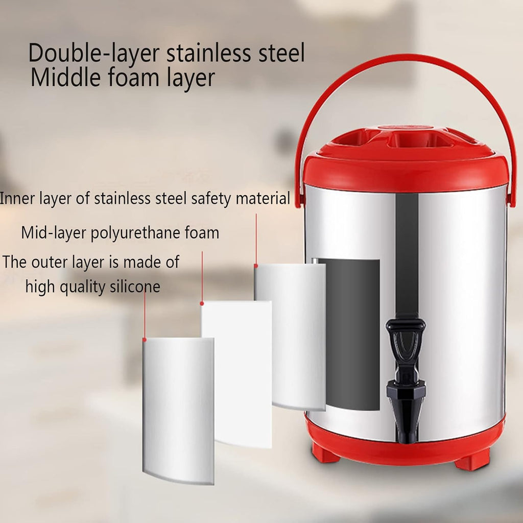 Commercial Hot Water Bucket, Stainless Steel Insulated Barrel Insulation Container Milk Tea Barrel for Milk Tea Hot Water Kitchen for Home (Silver 6L)