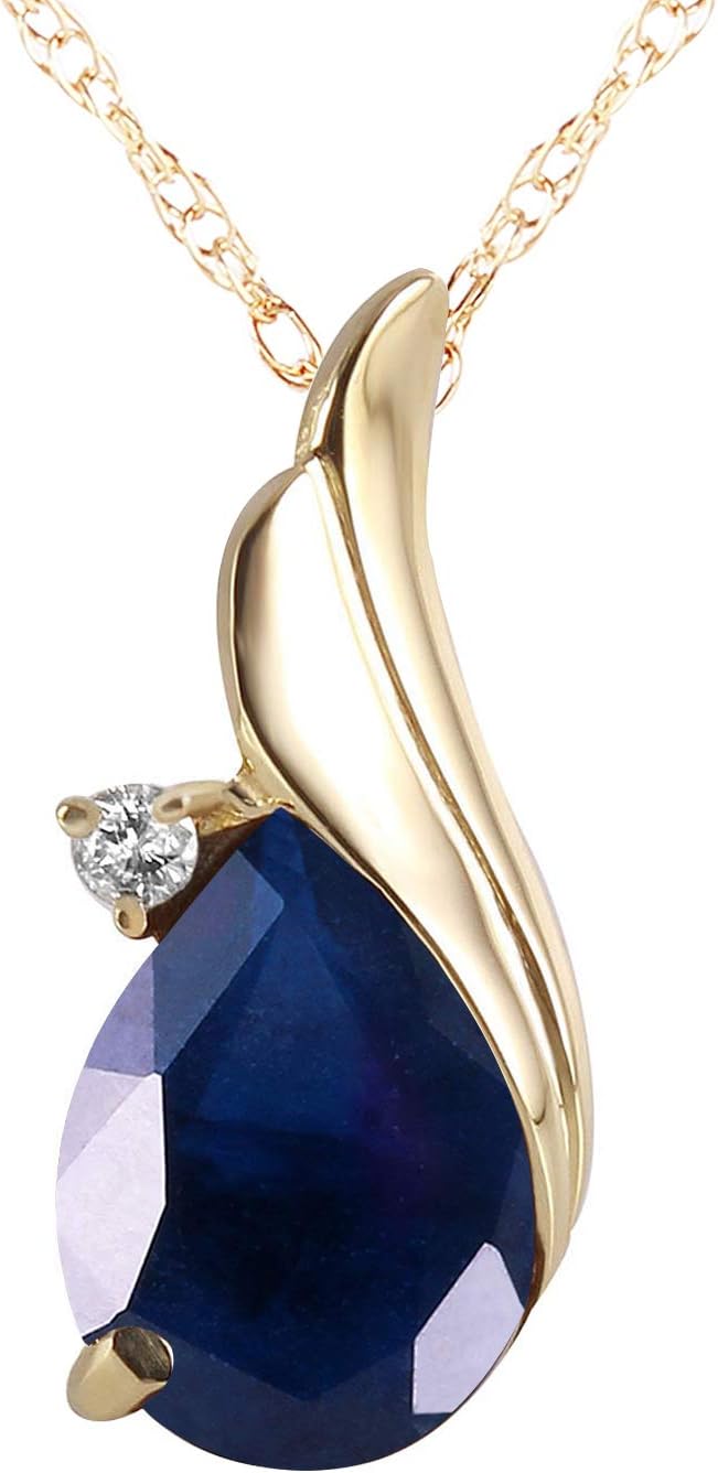 Galaxy Gold GG 2.53 Carat 14k Solid Gold Necklace with Natural Diamond and Sapphire