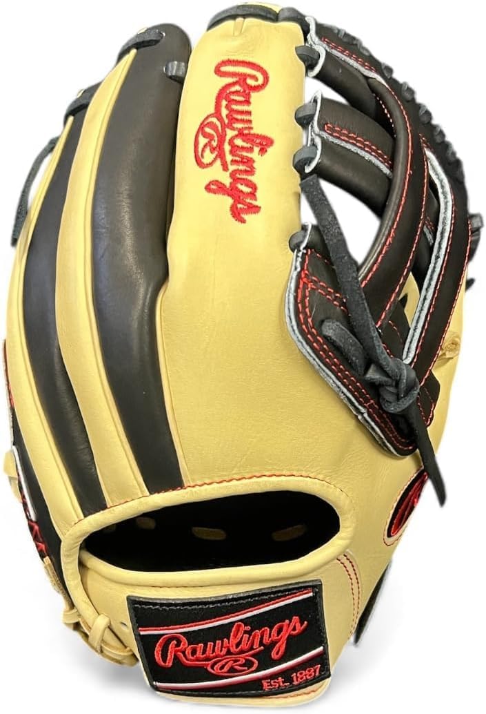 Rawlings Heart of the Hide 'Swaggy O' Baseball Glove – 12', 12.25', First Base Mitt & Catcher's Mitt – RHT & LHT – Pro Leather, Blonde/Black/Red Design