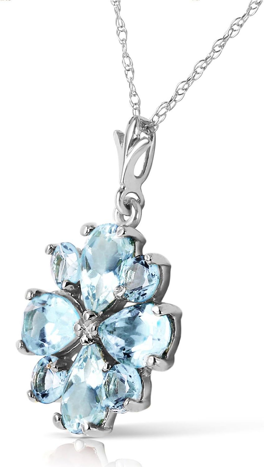 Galaxy Gold GG 14K Yellow Gold Natural Aquamarine Pendant Necklace - March Birthstone - Courage & Clarity - 16' to 24' - Fine Jewelry for Women