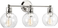 Hansford Collection 3-Light Clear Glass Coastal Bath Vanity Light Polished Nickel