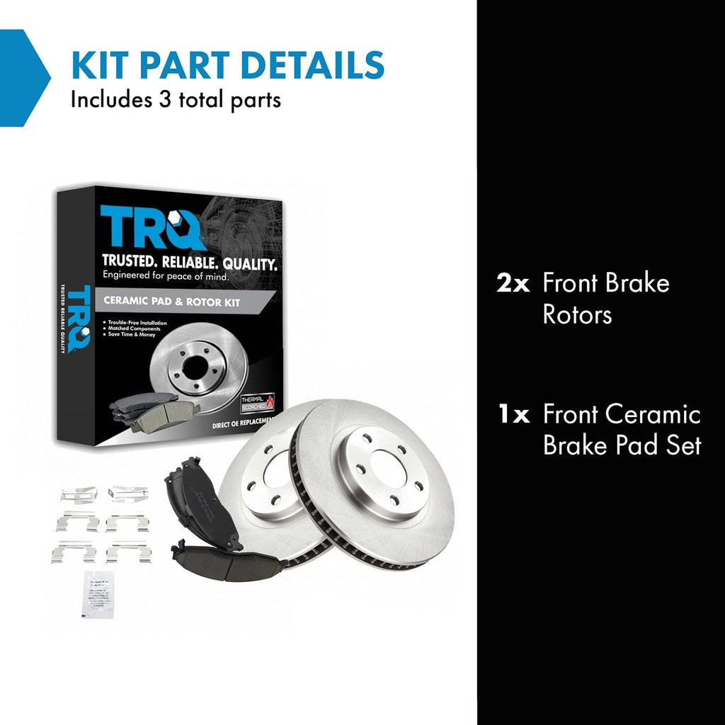 TRQ Front Brake Pad and Rotor Set Ceramic Vented Rotors Compatible with 1998-2002 Chevrolet Camaro Pontiac Firebird
