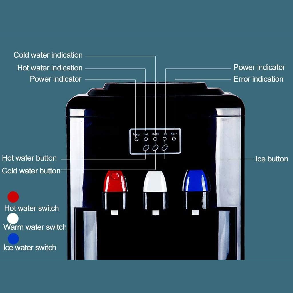 Ice Making Machine 2 in 1 Cold Bottled Water Cooler Hot & Cold Water Dispenser with Ice Maker Hot, Child Safety Lock - Makes 15kg Daily - Ideal for Offices
