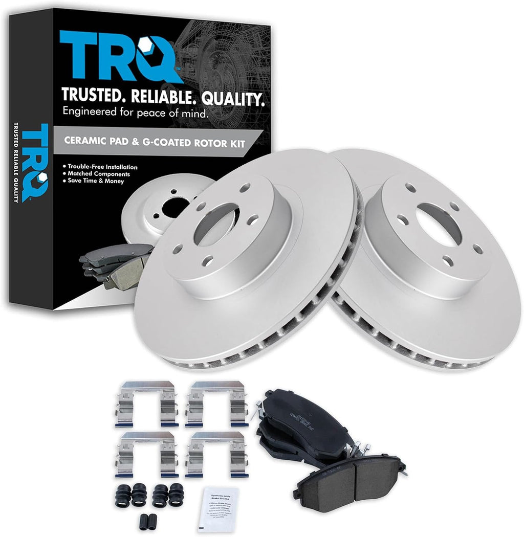 TRQ Front Brake Pad and Rotor Set Ceramic G Coated Vented Rotors Compatible with 2013-2016 Scion FR-S Subaru BRZ 2011-2016 Impreza