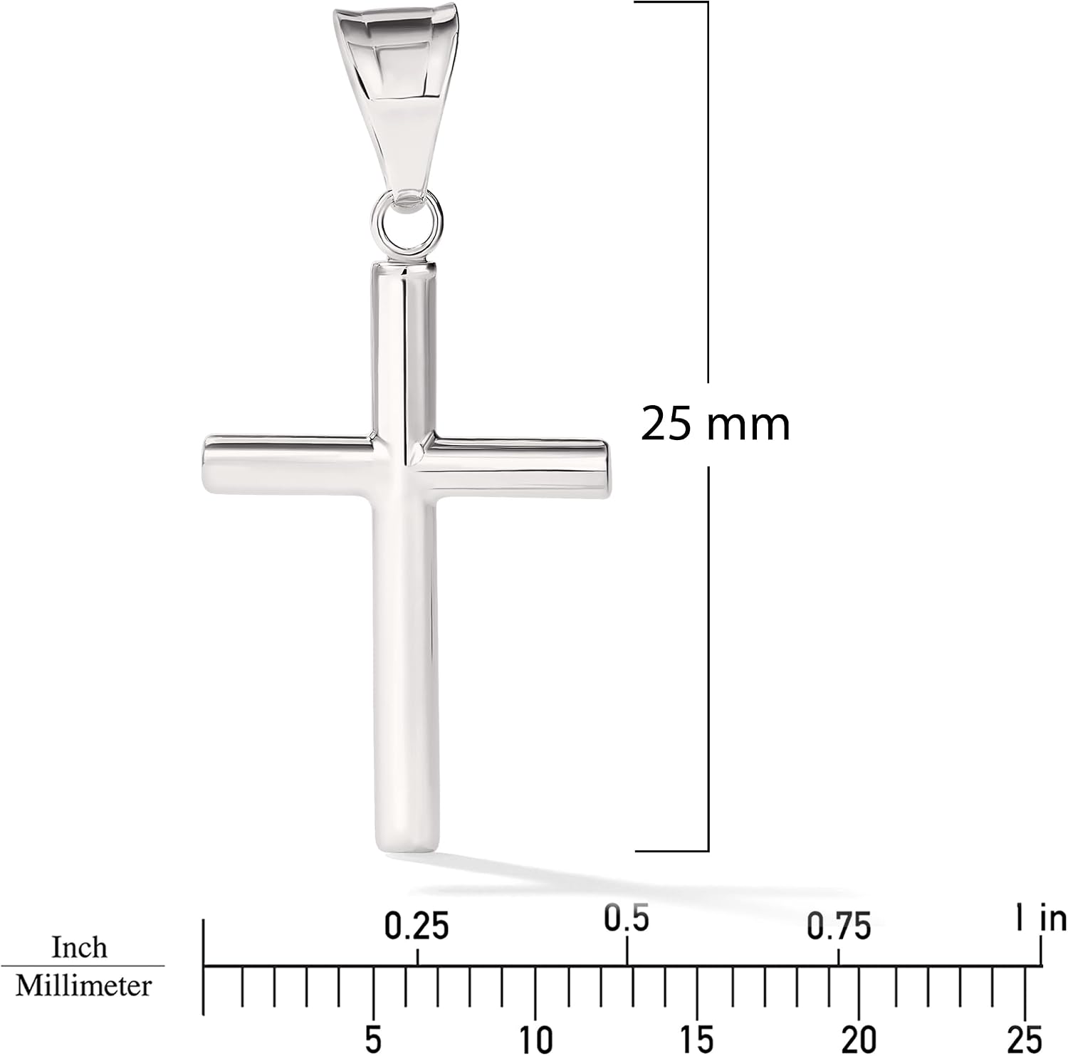 Amanda Rose Collection Dainty Tube Cross Pendant for Women – Choice of 10K or 14K Yellow or White Gold – Real Gold Cross Necklace Charm, Pendant Only or with Adjustable Gold Chain