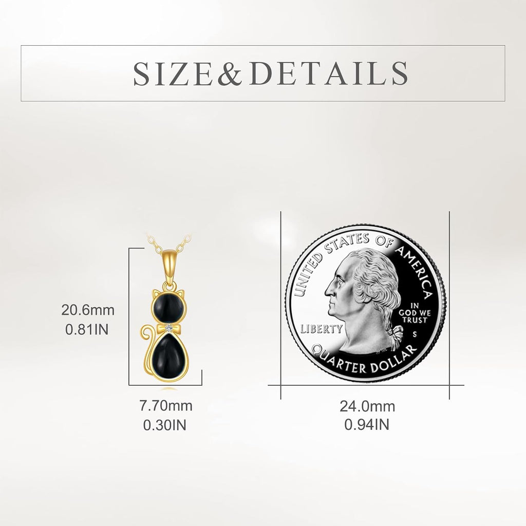 DOVRAN 14K Solid Gold Cat/Butterfly/Heart/Teardrop Necklace for Women 14K Gold Opal/Lapis Lazuli/Black Onyx Pendant Jewelry Gift for Women