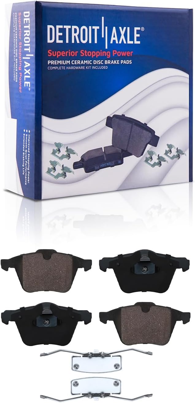 Detroit Axle - 10pc Brake Kit for Volvo S80 S60 V60 XC70 V70, Ceramic Brake Pads Disc Brakes Rotors Replacement: 13.23' inch Front and 11.89' inch Vented Rear Rotor