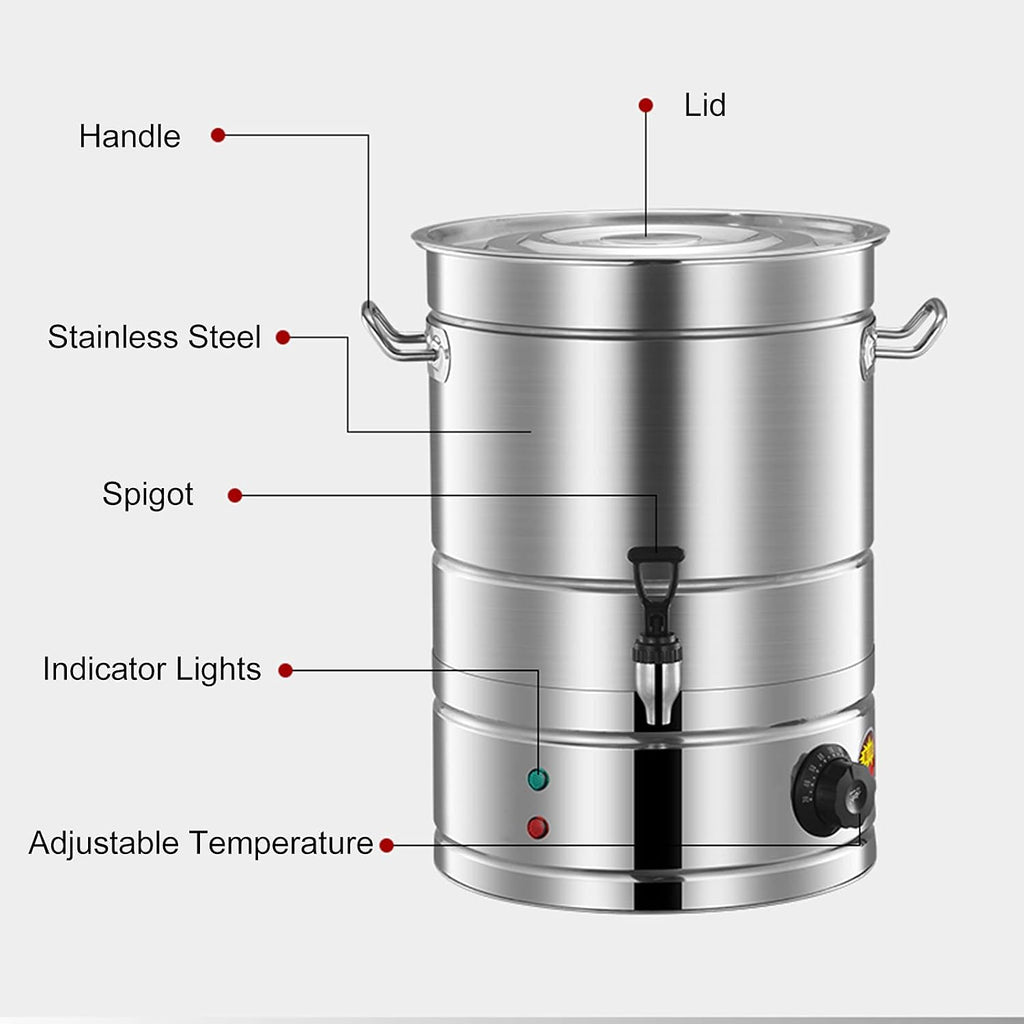 30L Stainless Steel Electric Hot Water Boiler Urn - Commercial Coffee Urn for Catering, Restaurants & Drink Shops, Heavy Duty with Spigot, Large Capacity Hot Water Dispenser