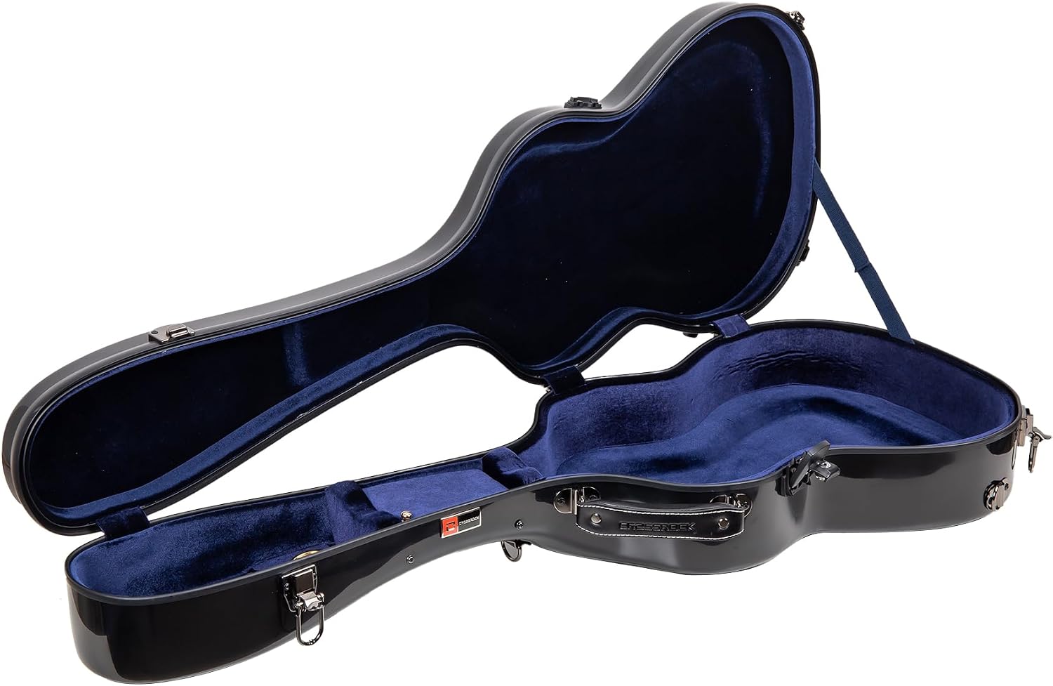 Crossrock Fiberglass Guitar Case for Cordoba Smaller Body Torres | Also Fits 1953 Gibson 3/4 Archtop & 1907 Parlor Guitar | TSA Lock, Backpack Straps, Accessory Compartment - Black (CRF2020CTBK)