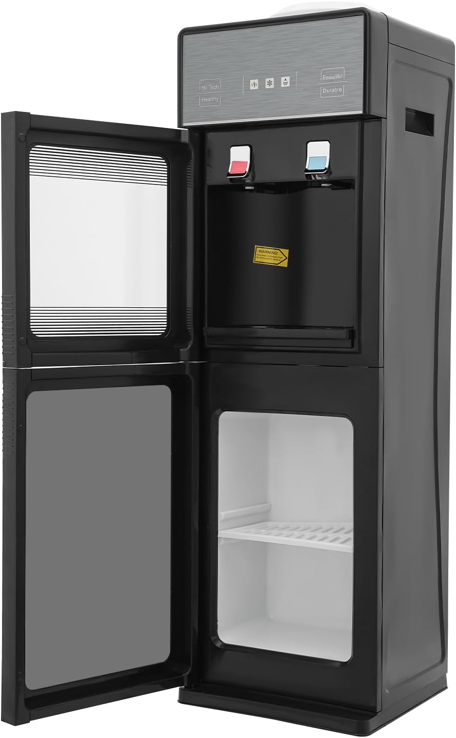 Water Cooler Dispenser for 5 Gallon Bottle, Top Load Cold Hot Water Dispenser, with Cabinet, Freestanding Electric Water Dispensers for Homes, Gyms, Office
