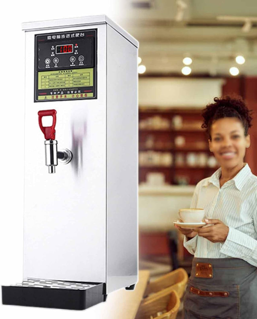 Commercial Water Boiler, Stainless Steel Automatic Water Heater, Automatic Water Supply, Hot Water Dispenser with Drip Tray, for Brewing Tea Coffee Water,Silver