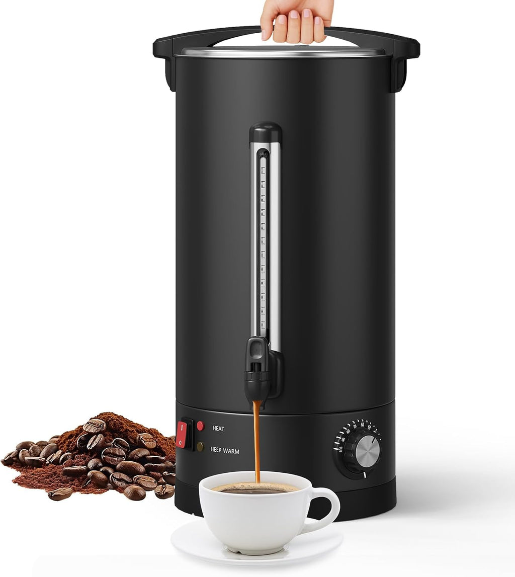 Commercial Coffee Urn 18L-120Cups, Double Wall Insulated Stainless Steel Electric Brewer Coffee Pots, Large Capacity Hot Beverage Dispenser for Catering, Events, Church, Parties & Buffets