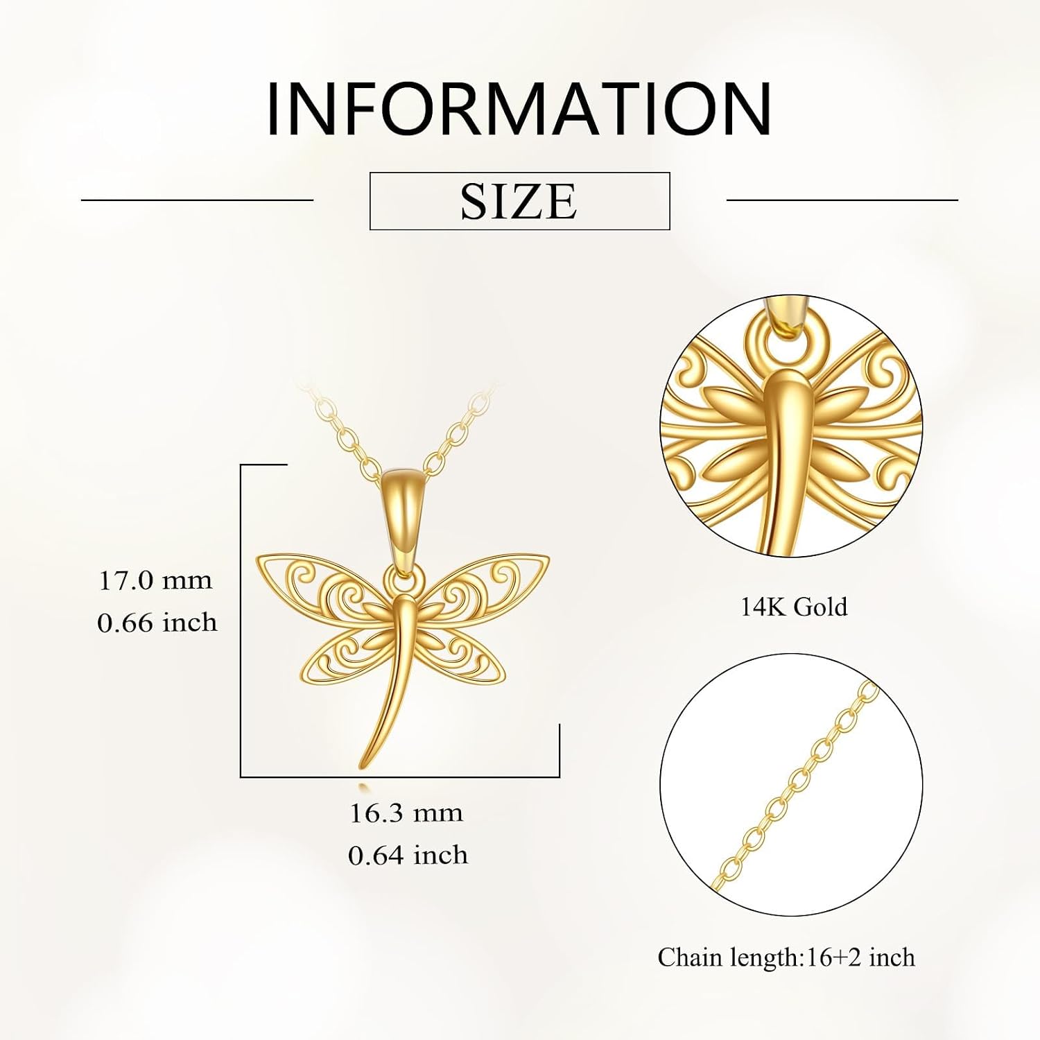 DOVRAN Real Solid Gold Birthstone Butterfly/Dragonfly/Bee/Hummingbird Necklace for Women Yellow Gold Animal Pendant for Christmas Dainty Jewelry Birthday Gifts for Mom Wife