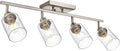 4-Light Brushed Nickel Kitchen Track Lighting Fixtures Ceiling Mount Track Lighting Kit with Bubble Seeded Glass Shade Modern Bathroom Tracking Vanity Lights Ceiling Tracking Accent Shop Light
