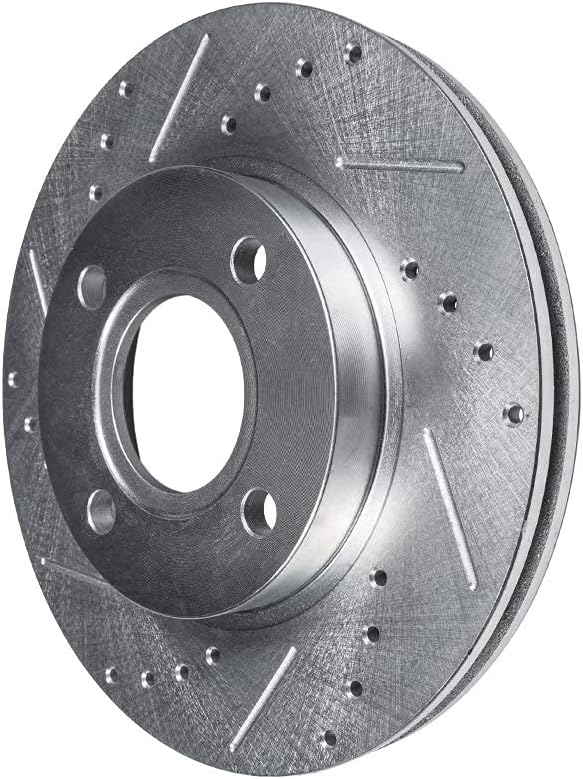 Detroit Axle - 4-Lug Front Wheel Bearing Hubs Brake Kit for Chevy Cobalt Pontiac G5 Pursuit Saturn Ion Drilled Brake Rotors Ceramic Brakes Pads Wheel Bearing Hubs Replacement