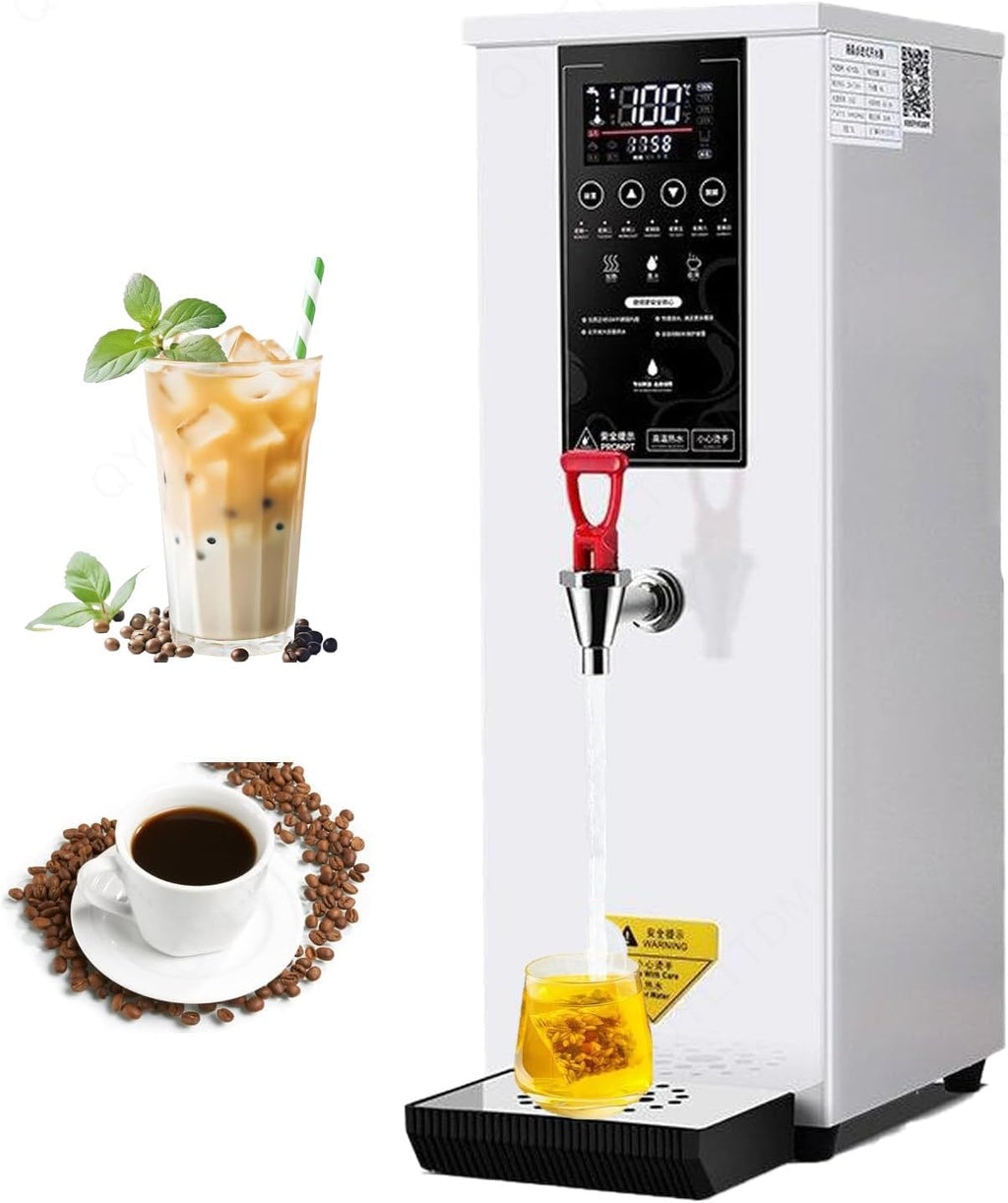 Commercial Hot Water Dispenser 25L, 2.5kW Drinking Hot Water Boiler, Electric Countertop Step-Heating Boiler, Non Drip Tap, Fast Boiling Water (White)
