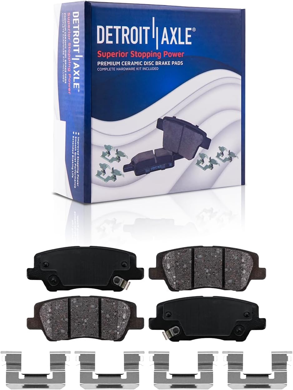 Detroit Axle - Brake Kit for 2013-2019 Cadillac ATS, Disc Brake Rotors Ceramic Brakes Pads with Hardware 2014 2015 2016 2017 2018 Replacement: 11.81' inch Front and 12.40' inch Rear Rotor