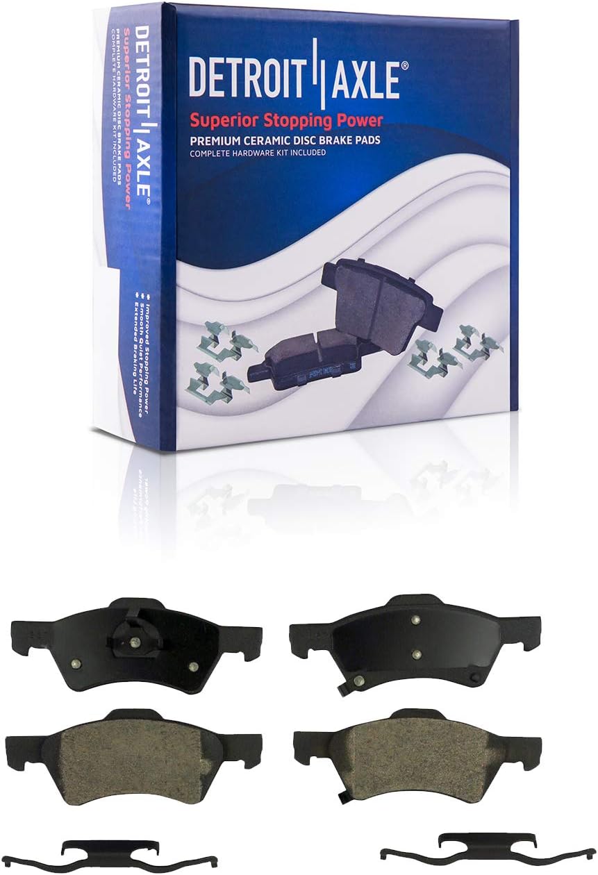 Detroit Axle - Front Drilled Rotors Ceramic Brake Pads Left Brake Caliper Replacement for 2001-2007 Dodge Grand Caravan Chrysler Town & Country - 5pc Set