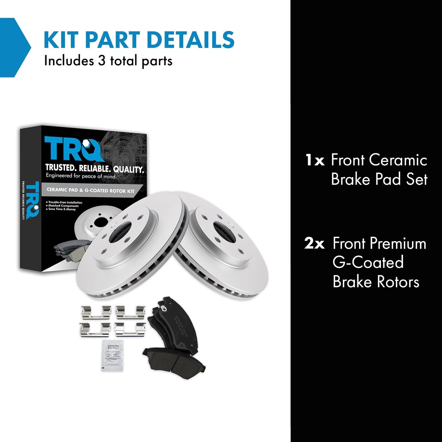 TRQ Front Brake Pad and Rotor Set Ceramic G Coated Vented Rotors Compatible with 2011-2015 Chevrolet Cruze 2016 Cruze Limited 2012-2017 Sonic