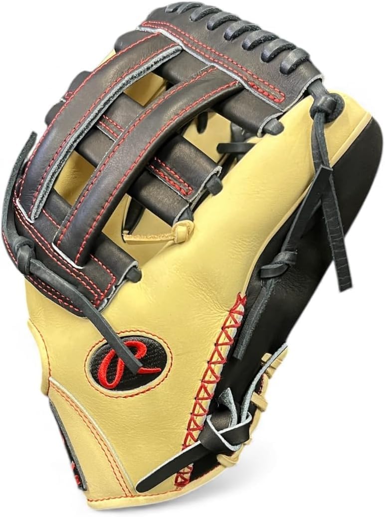 Rawlings Heart of the Hide 'Swaggy O' Baseball Glove – 12', 12.25', First Base Mitt & Catcher's Mitt – RHT & LHT – Pro Leather, Blonde/Black/Red Design