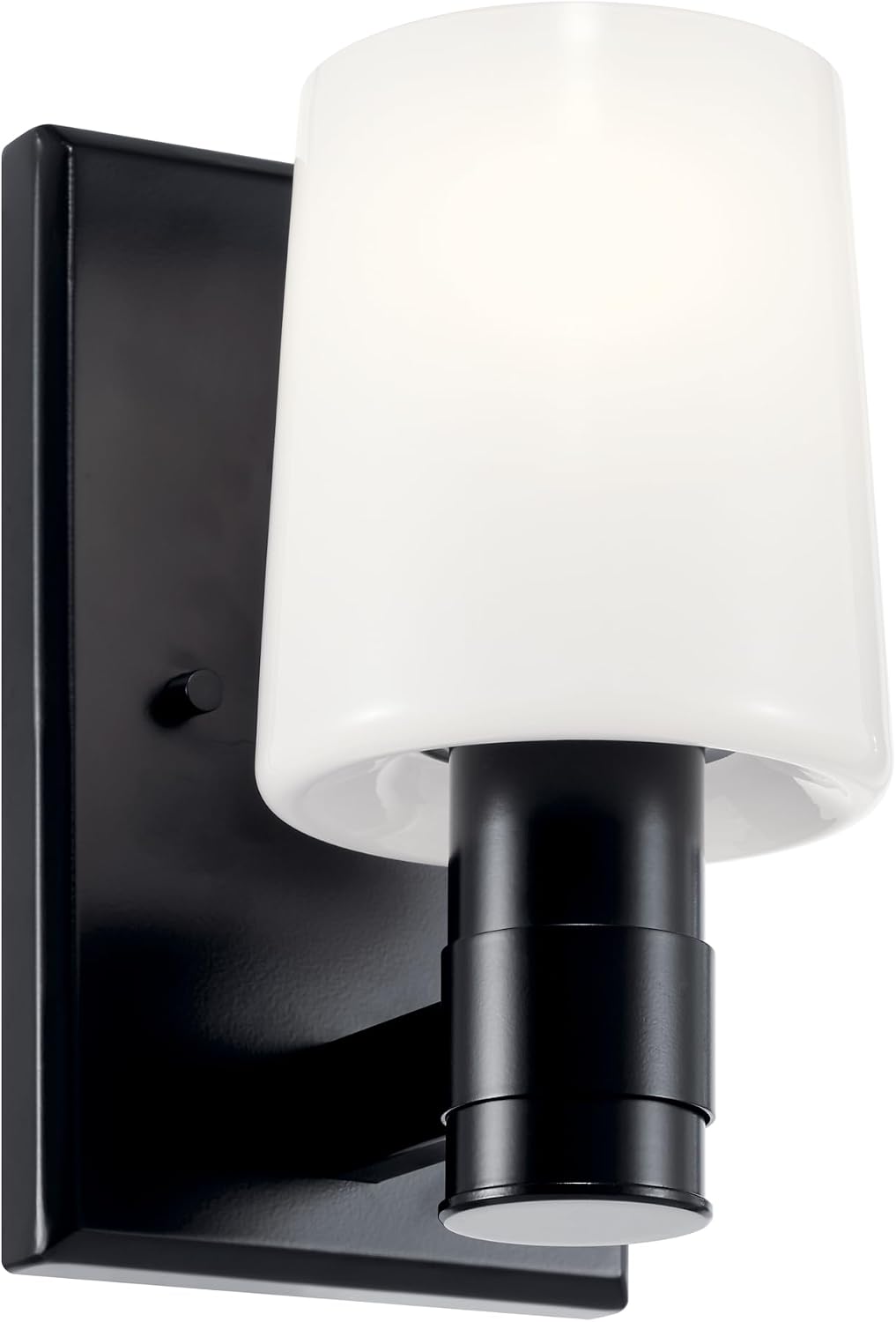 Kichler Adani 1-Light Wall Sconce, Modern Light with Opal Glass in Black, for Bathroom, Powder Room, Kitchen, Bedroom, or Hallway (8.5' x 5'), 55174BK