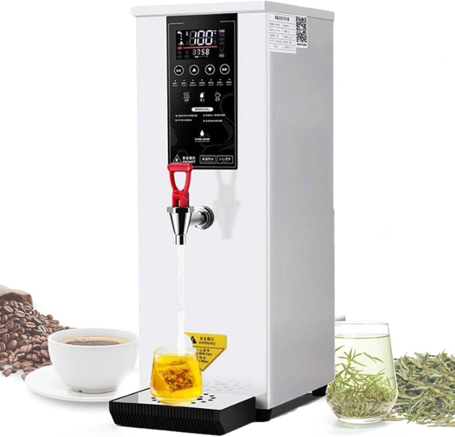 Commercial Hot Water Dispenser Boiler, 3000W Electric Catering Urn, Temperature Adjustable, 60L/H Large Output, Quick Brewing for Coffee, Tea, Milk, Hot Drinks White