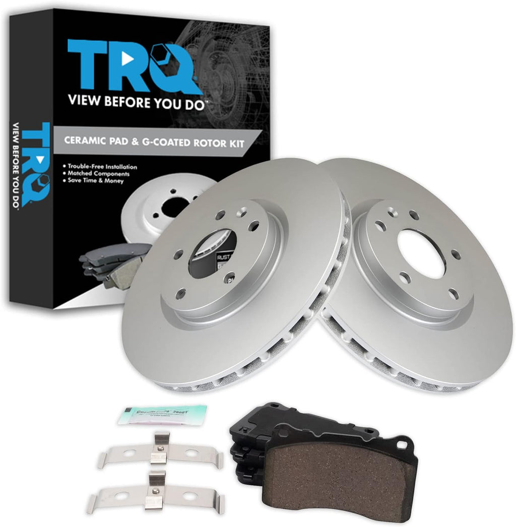 TRQ Front Brake Pad and Rotor Set Ceramic G Coated Rotors Compatible with 2015-2017 Chevrolet Corvette