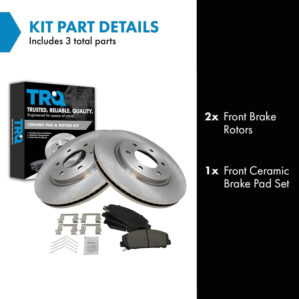 TRQ Front Ceramic Brake Pad and Rotor Set 13.78 in 6-Lug for 2011-2013 Infiniti QX56 2014-2021 QX80 2012-2021 Nissan Armada 2011-2015 Titan 2017-2021 Titan