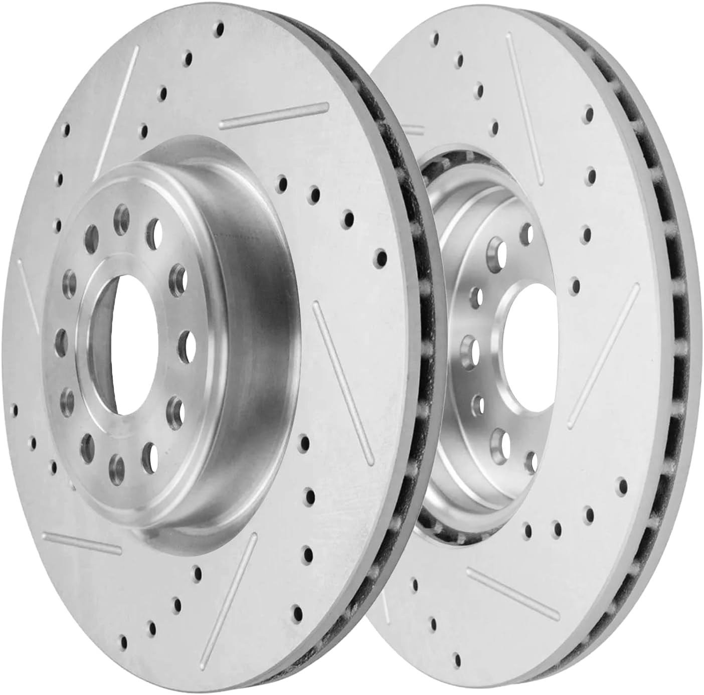Detroit Axle - Rear Brake Kit for 2019-2025 Ram 1500 Drilled and Slotted Disc Brake Rotors 2020 2021 2022 2023 2024 Ceramic Brakes Pads with Hardware Replacement : 14.76' inch Rotor