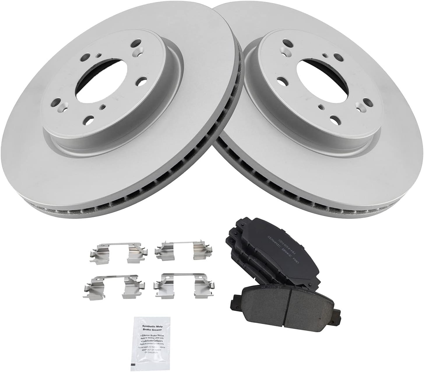 TRQ Front Brake Pad and Rotor Set Ceramic Vented Coated Rotors Compatible with 2013-2022 Honda Accord 2016-2022 HR-V