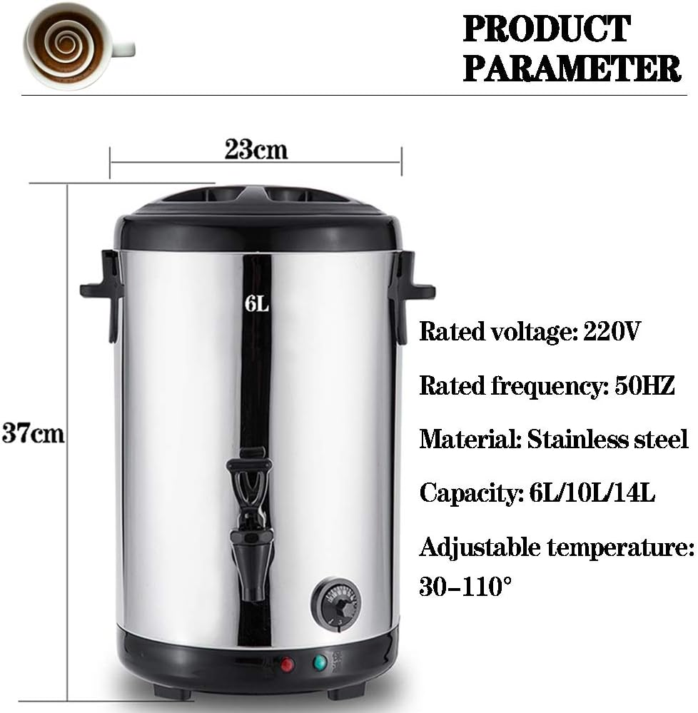 Juice Dispenser Beverage Dispenser, Commercial Hot Water Urn Dispenser with Temperature Control for Coffee, Double Wall Stainless Steel Coffee Urn Thermo-Pot Boiler & Warmer