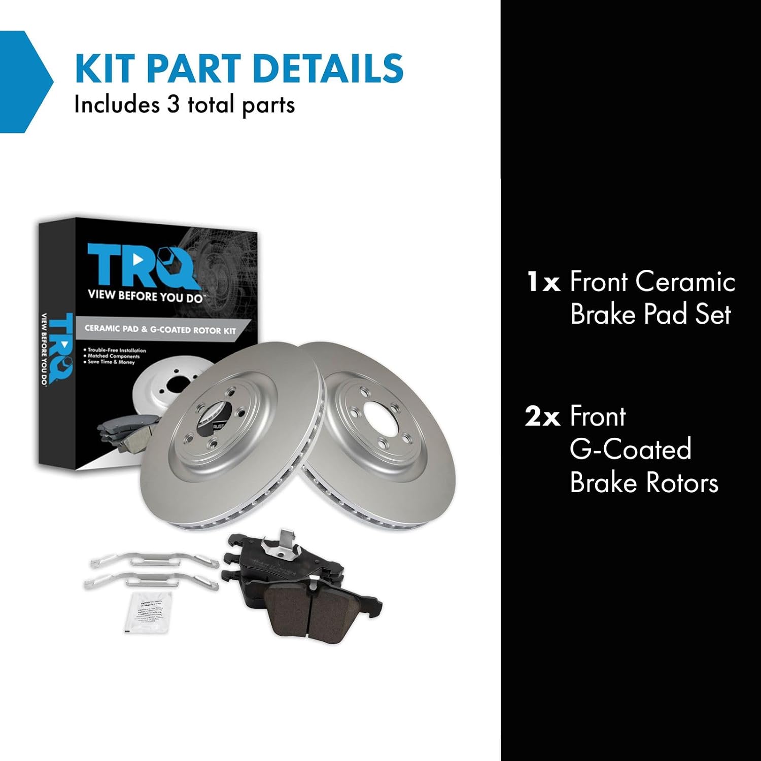 TRQ Front Brake Pad and Rotor Set Ceramic Coated Rotors Compatible with 2006-2008 Jaguar S-Type 2005-2009 Super V8 2009-2015 XF 2010-2019 XJ XJR 2010-2015 XK 2007-2009 XKR