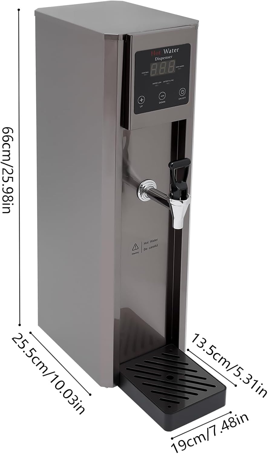Step-Heating Commercial Hot Water Dispenser Countertop 3000W Fast Ready Water Boiler Machine Automatic 10L Water Boiler for Restaurant, Home, Office(10L,Silver,Style 3)