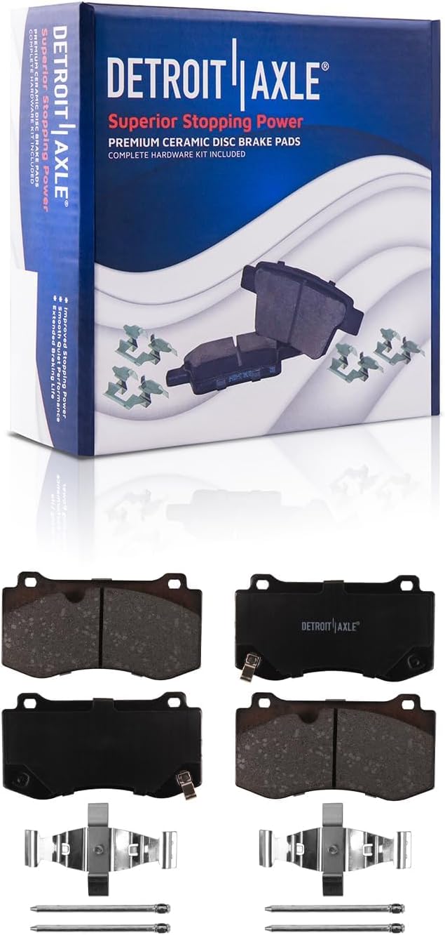 Detroit Axle - Brake Kit for Dodge Charger Challenger Magnum Chrysler 300 Disc Brake Rotors Ceramic Brakes Pads with Hardware Replacement: 14.17' inch Front and 13.78' inch Rear Rotor