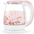 Eco Glass Electric Kettle, 1.8L Cordless Water Kettle with Blue Led Illuminated, Tea Water Kettle, Auto Shut-Off & Boil-Dry Protection, Stainless Steel Inner,Pink