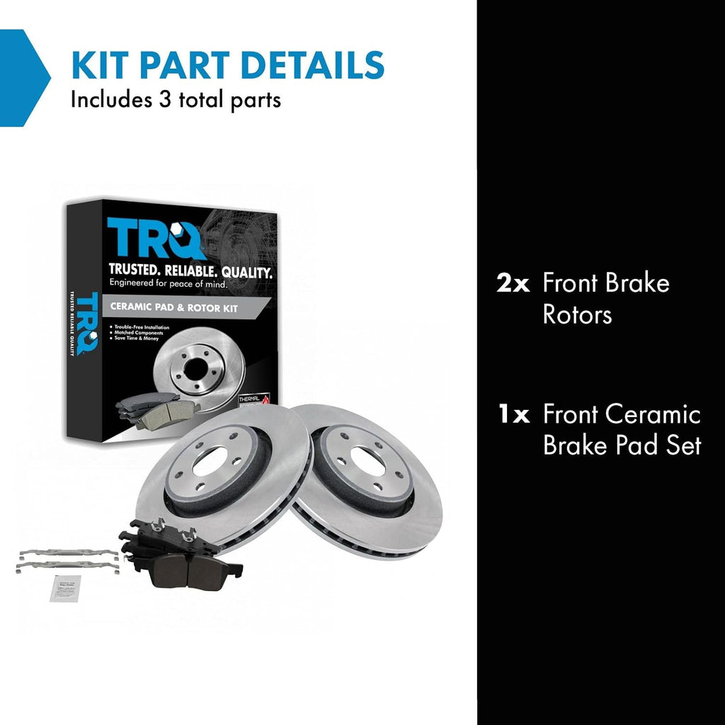 TRQ Front Brake Pad and Rotor Set Ceramic Vented Rotors Compatible with 2012-2020 Dodge Durango Jeep Grand Cherokee